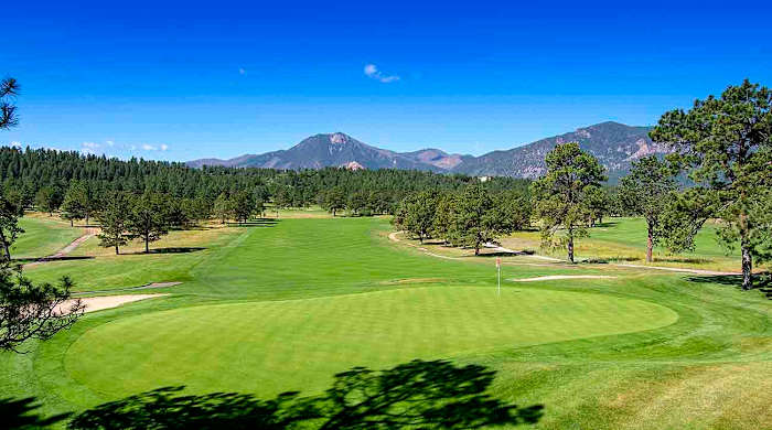 The 9th hole at the Eisenhower Blue Course is pictured in Colorado Springs, Colo.